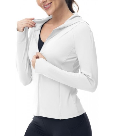 Women's Lightweight Workout Jacket Full Zip Athletic Jackets Slim Fit Running Track Jacket with Thumb Holes White $17.33 Jackets