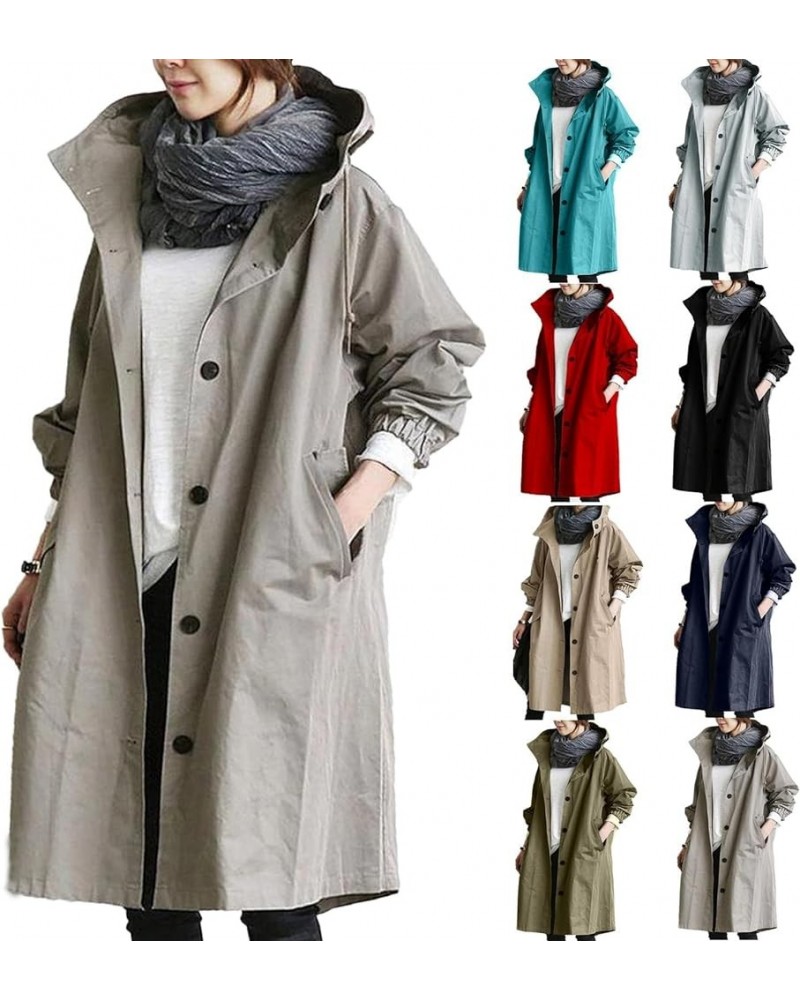 Women's Trench Jackets Plus Size Casual Long Rain Jacket Fashion Winter Hooded Oversized Windbreaker Coats Outerwear A Gray $...