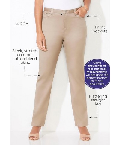 Women's Plus Size Sateen Stretch Pant Olive Green $28.68 Pants