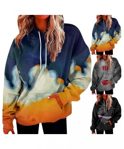 Tie Dye Hoodies For Women Long Sleeve Drawstring Sweatshirts Casual Fashion Loose Pullover Tops Fall Athletic Sweater Outfit ...