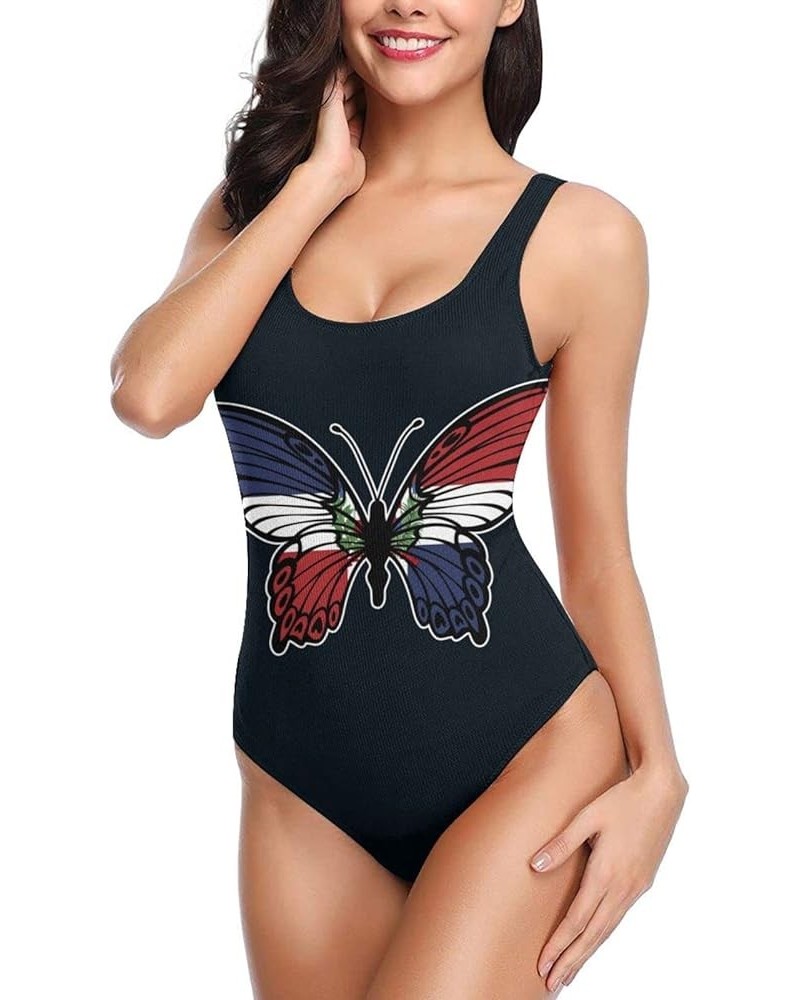 Women's One Piece Swimsuits Deep V Backless Bikini Beachwear High Waisted Tank Bathing Suits Dominican Republic Butterfly $12...