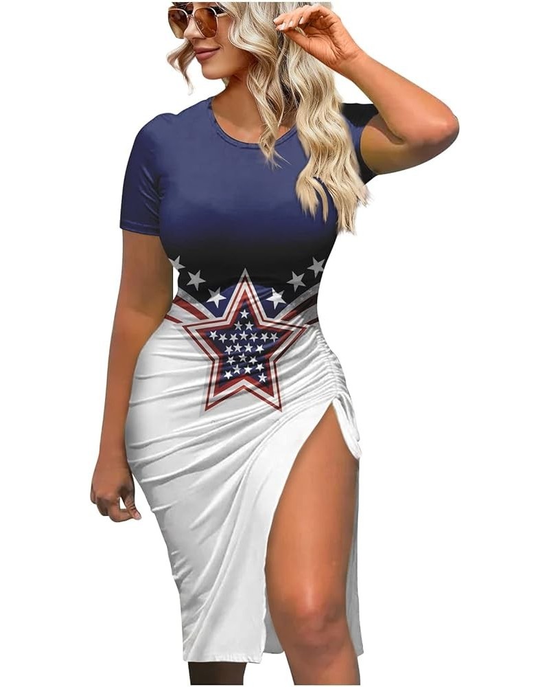 Womens 4Th of July Dress American Flag Sexy Going Out Party Club Bodycon Dress A-navy $9.89 Others