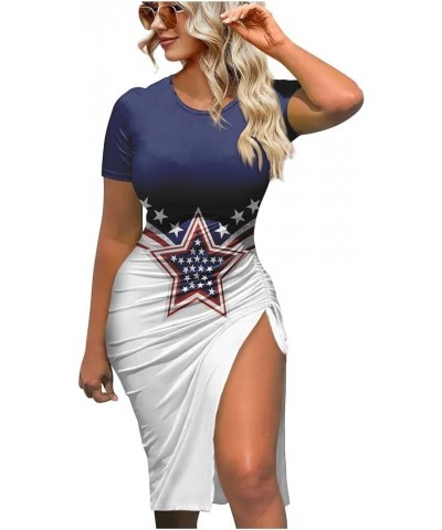 Womens 4Th of July Dress American Flag Sexy Going Out Party Club Bodycon Dress A-navy $9.89 Others