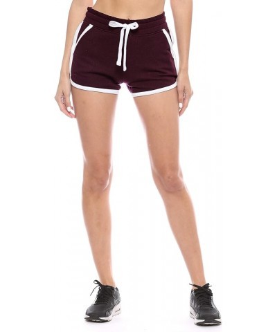 Womens French Terry Casual Lounge and Workout Sweat Shorts B Plum $9.03 Activewear