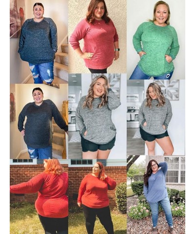 Plus-Size Sweatshirts for Women Color Block Tops Shirts with Pocket 01_black $16.95 Hoodies & Sweatshirts