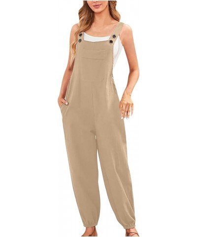 Women's Jumpsuits Casual 2023 Vest Square Neck Pleated Wide Leg One-Piece Belt Pocket Onesie Casual Jumpsuits Khaki-6 $8.69 J...