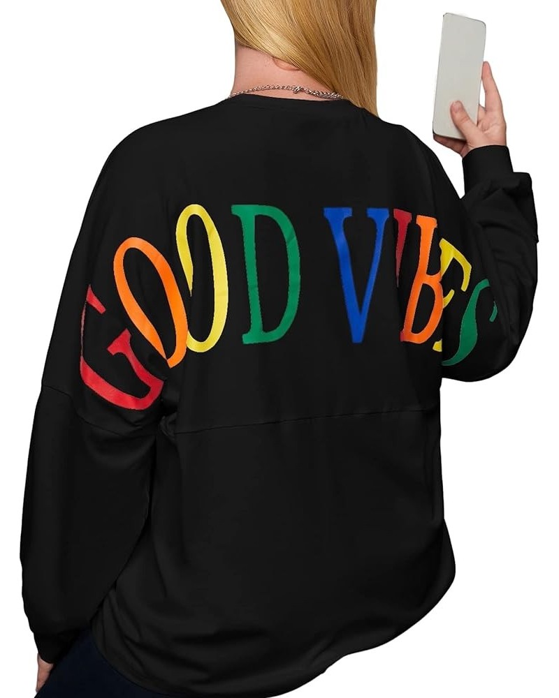 Women's Plus Size Letter Graphic Print Long Sleeve Sweatshirt Pullover Top Black $17.39 Hoodies & Sweatshirts