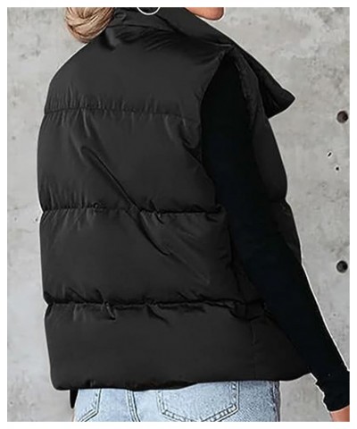 Womens Puffer Vest Stand Collar Zip Up Warm Padded Gilet Down Jacket Vest with Pockets Black $25.64 Vests