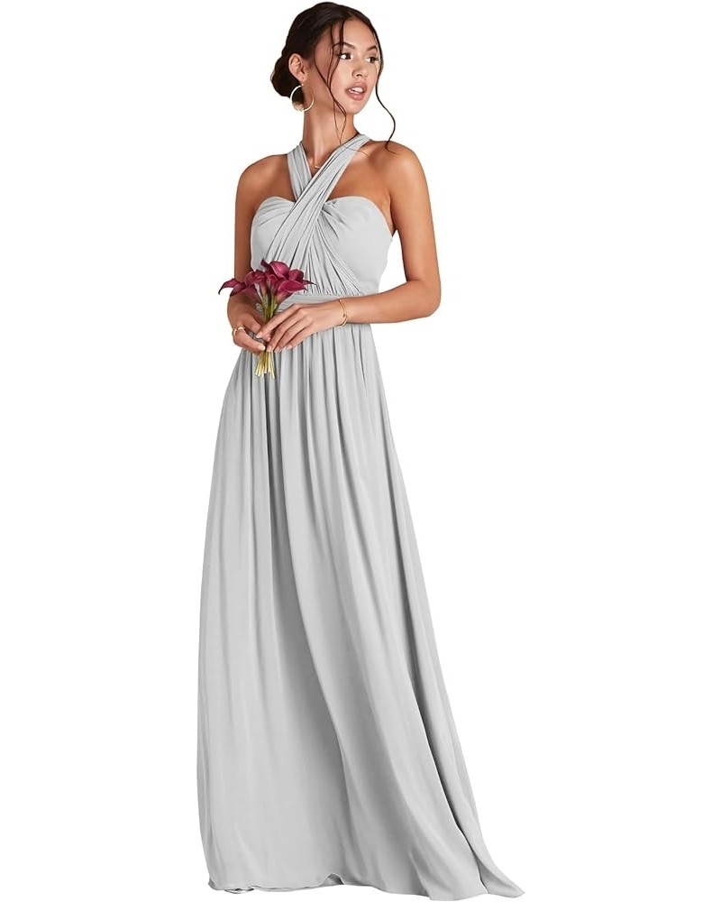 Infinity Chiffon Bridesmaid Dresses with Pockets Long Streamers Halter Strapless Pleated A Line Formal Gown Silver $28.59 Dre...