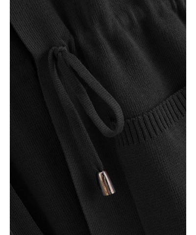 Women's Long Sleeve Cardigan Double Pockets Drawstring Waist Hooded Cardigan Fall Knit Sweater Outwear Medium Black $30.62 Sw...