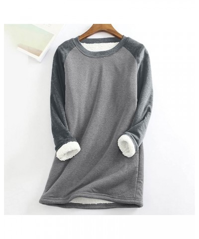 2023 Trendy Winter O-Neck Velvet Warm Top for Women Casual Long Sleeve Loose Pullover Sweater Comfy Soft Daily Blouse 03-grey...