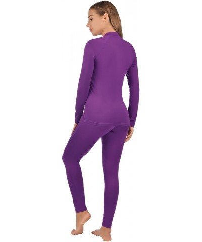 Women’s Thermal Underwear Ultra-Soft Fleece Base Layer Long Johns Set Winter Sports Top and Bottom Suits Purple $12.90 Underwear