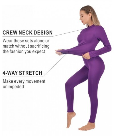 Women’s Thermal Underwear Ultra-Soft Fleece Base Layer Long Johns Set Winter Sports Top and Bottom Suits Purple $12.90 Underwear