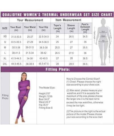 Women’s Thermal Underwear Ultra-Soft Fleece Base Layer Long Johns Set Winter Sports Top and Bottom Suits Purple $12.90 Underwear