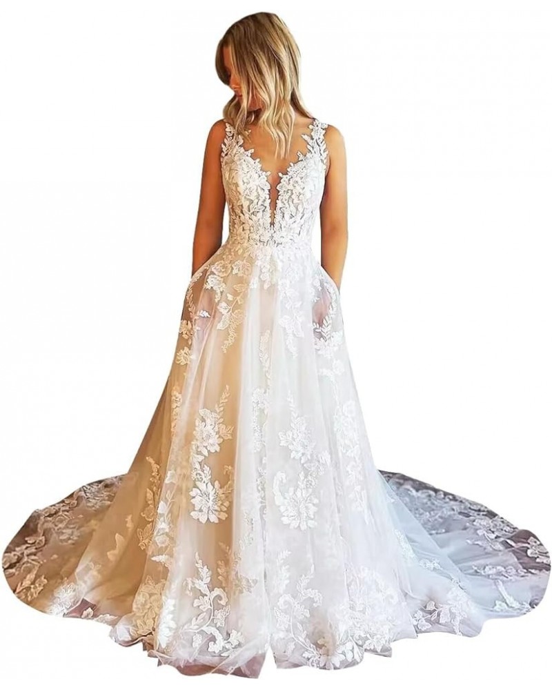 New Women's Long Sleeves O Neck Lace Ball Gown Wedding Dress Bridal Gowns R12 Rwd77 -Ivory $57.60 Dresses