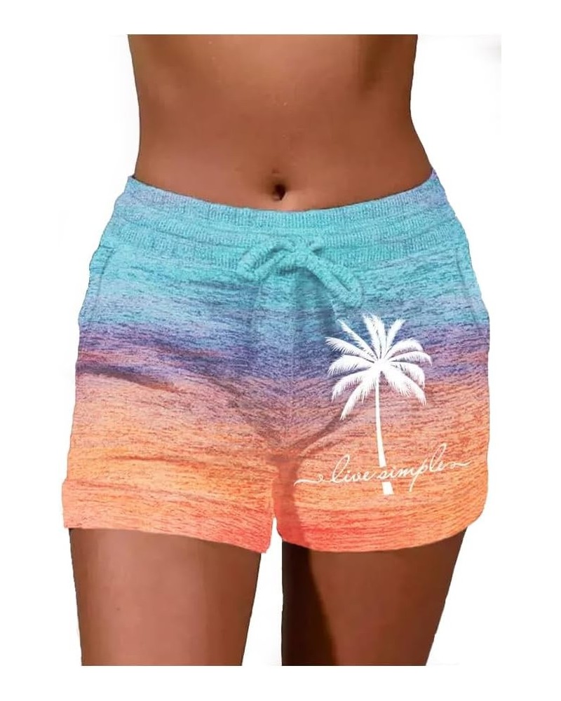 Summer Beach Shorts for Women Day Drink Beach Shorts Elastic Waist Drawstring Pockets Shorts Running Shorts Live Simple/Gradi...