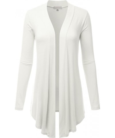 Women's Draped Open-Front Long Sleeve Light Weight Cardigan (S~3XL) Lbt007_ivory $16.19 Sweaters