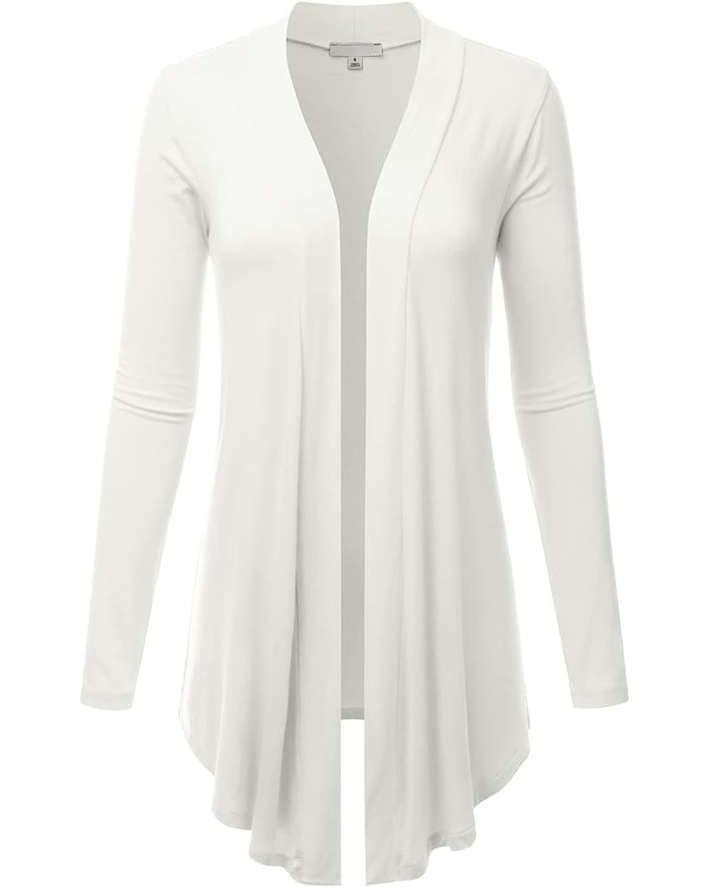 Women's Draped Open-Front Long Sleeve Light Weight Cardigan (S~3XL) Lbt007_ivory $16.19 Sweaters