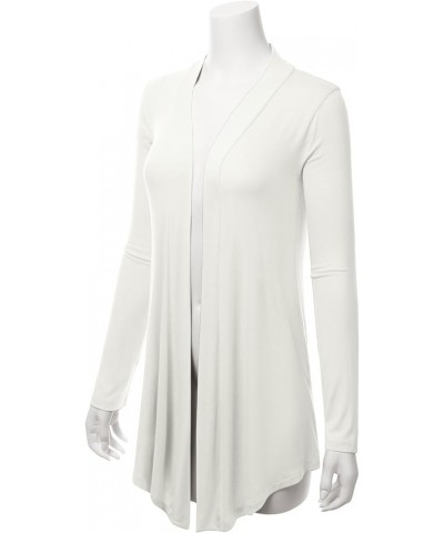 Women's Draped Open-Front Long Sleeve Light Weight Cardigan (S~3XL) Lbt007_ivory $16.19 Sweaters