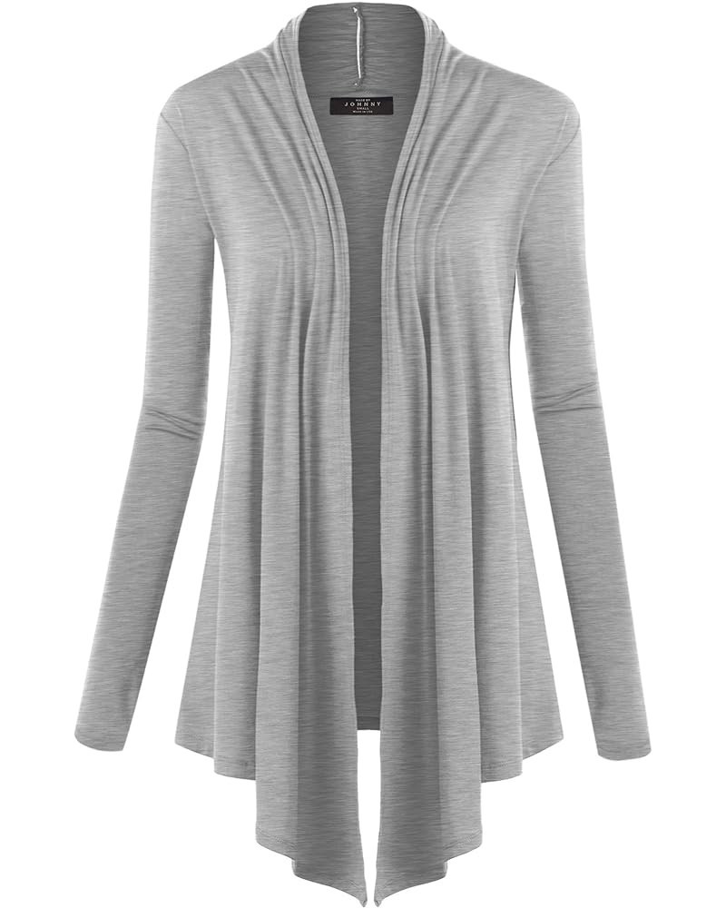 MBJ Womens Draped Open- Front Cardigan Wsk850_heather_grey $11.02 Sweaters