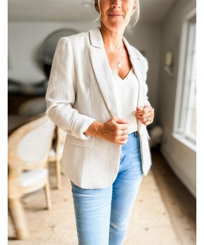 Tweed Blazers for Women Business Casual Dressy Blazer Jacket Work Suits Office Professional Outfits Long Sleeve Bright White ...