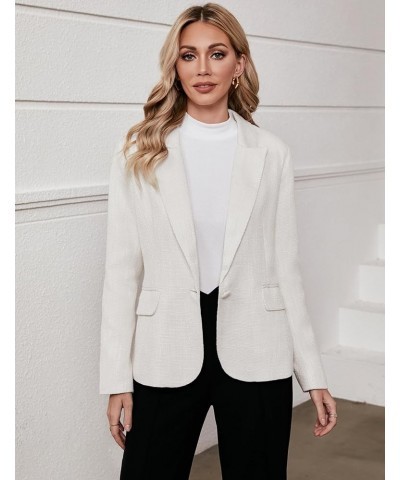 Tweed Blazers for Women Business Casual Dressy Blazer Jacket Work Suits Office Professional Outfits Long Sleeve Bright White ...