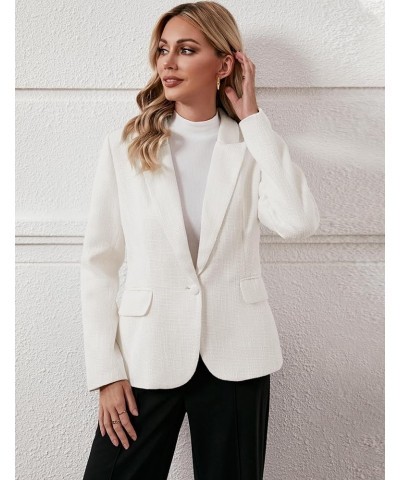 Tweed Blazers for Women Business Casual Dressy Blazer Jacket Work Suits Office Professional Outfits Long Sleeve Bright White ...