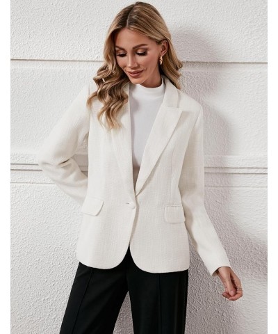 Tweed Blazers for Women Business Casual Dressy Blazer Jacket Work Suits Office Professional Outfits Long Sleeve Bright White ...