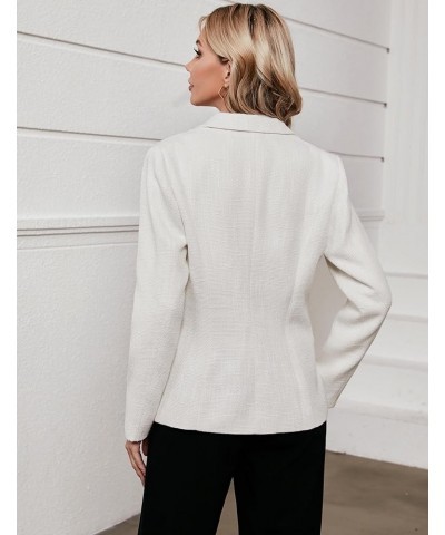 Tweed Blazers for Women Business Casual Dressy Blazer Jacket Work Suits Office Professional Outfits Long Sleeve Bright White ...