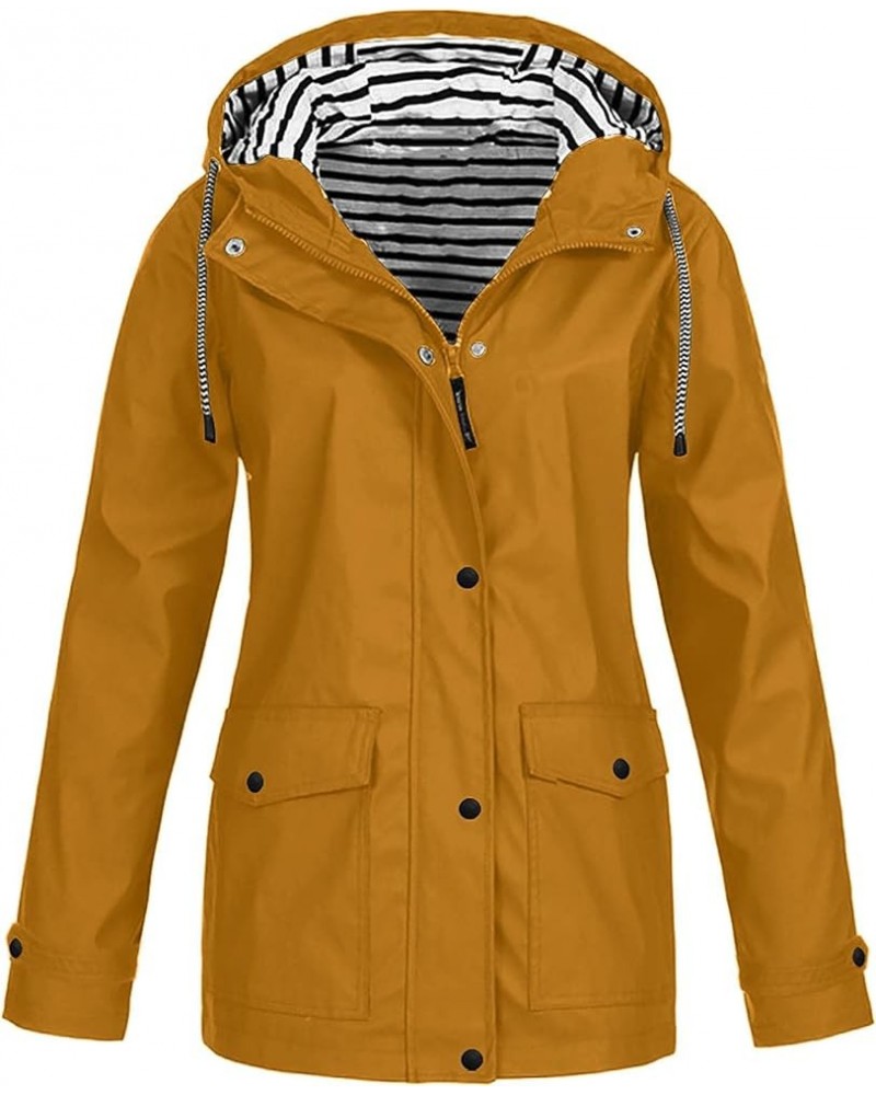 Women'S Trench Coats Plus Size Outdoor Windproof Hooded Solid Color Raincoat Fitted Cotton Jacket Versatile Khaki 3 $6.72 Coats