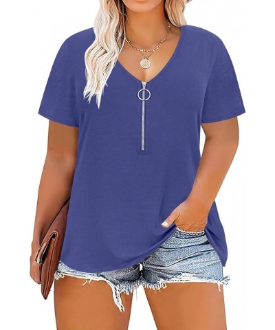 Plus Size Tops for Women Short Sleeve Sexy V Neck Shirts Plain Basic Solid Color Tunic Spring Summer XL-5XL 14W-28W 9_ D4_ Zi...