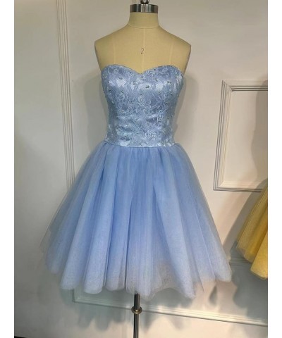 Strapless Short Tulle Homecoming Dresses for Teens Lace Prom Dresses for Women Beaded A Line Party Cocktail Dresses Plum $34....