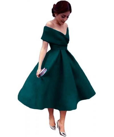 Women V Neck Bridesmaid Dresses Pockets Off Shoulder Wedding Party Dress Teal Lace Up Back $36.12 Dresses