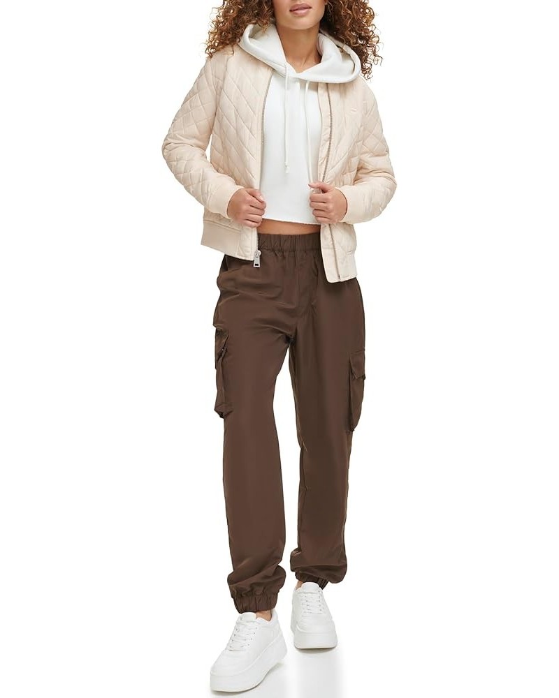 Women's Diamond Quilted Bomber Jacket (Regular & Plus Size) Natural Beige $33.79 Jackets