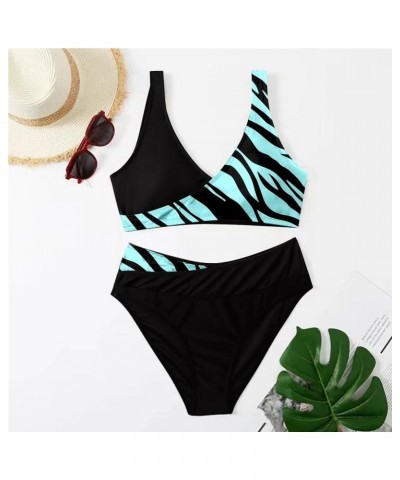 High Waisted Bikini Sets for Women 2 Piece Tankini Tops Swimwear Tankini Tops Push Up with Bikini Bottoms C-sky Blue $10.89 S...