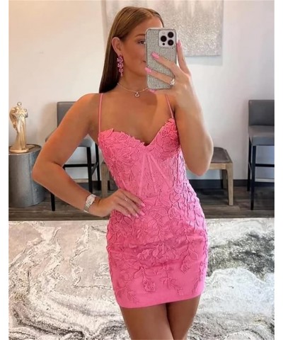 Spaghetti Strap Tight Homecoming Dresses for Teens Short 2023 Lace Appliques Corset Prom Party Dress Lavender $24.47 Dresses