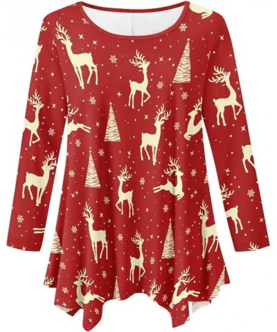 Plus Size Tunic Tops Long Sleeve Shirts for Women Swing Flowy Loose Christmas Moose $12.60 Tops