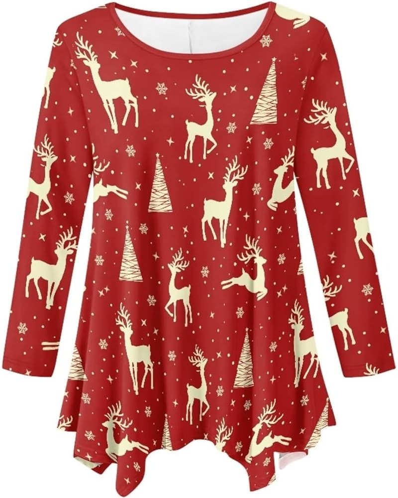 Plus Size Tunic Tops Long Sleeve Shirts for Women Swing Flowy Loose Christmas Moose $12.60 Tops