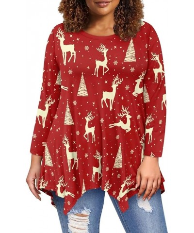 Plus Size Tunic Tops Long Sleeve Shirts for Women Swing Flowy Loose Christmas Moose $12.60 Tops