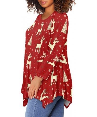 Plus Size Tunic Tops Long Sleeve Shirts for Women Swing Flowy Loose Christmas Moose $12.60 Tops