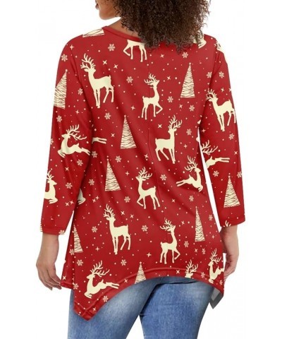 Plus Size Tunic Tops Long Sleeve Shirts for Women Swing Flowy Loose Christmas Moose $12.60 Tops