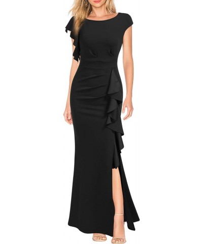 Women's Split Bodycon Mermaid Evening Cocktail Long Dress Black $35.74 Dresses