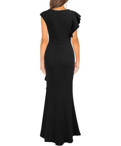 Women's Split Bodycon Mermaid Evening Cocktail Long Dress Black $35.74 Dresses