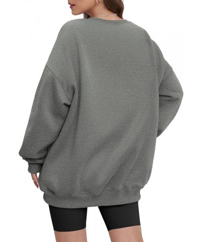 Oversized Sweatshirt for Women Crewneck Fleece Long Sleeve Pullover Hoodies Tops Fall Fashion Outfits Clothes 2023 Dark Grey ...