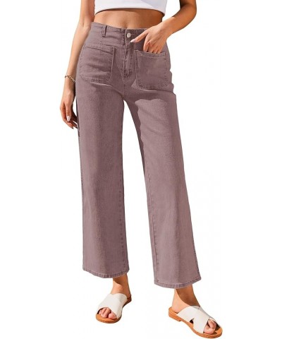 Wide Leg Jeans for Women High Waisted Straight Leg Stretchy Cropped Denim Pants with Pockets Jean Trousers Pecan Brown $24.77...