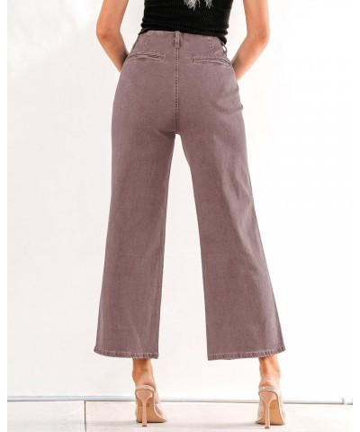 Wide Leg Jeans for Women High Waisted Straight Leg Stretchy Cropped Denim Pants with Pockets Jean Trousers Pecan Brown $24.77...