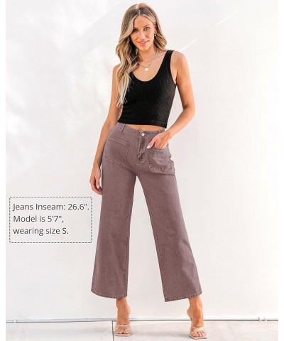 Wide Leg Jeans for Women High Waisted Straight Leg Stretchy Cropped Denim Pants with Pockets Jean Trousers Pecan Brown $24.77...