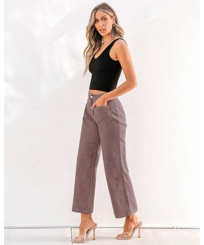 Wide Leg Jeans for Women High Waisted Straight Leg Stretchy Cropped Denim Pants with Pockets Jean Trousers Pecan Brown $24.77...