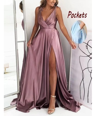 Spaghetti Straps Prom Dresses for Women Long A Line Formal Ball Gown Satin Party Maxi Dress LNL52 Royal Blue $32.99 Dresses