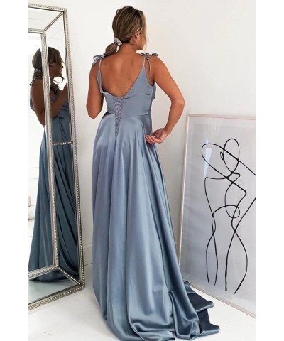 Spaghetti Straps Prom Dresses for Women Long A Line Formal Ball Gown Satin Party Maxi Dress LNL52 Royal Blue $32.99 Dresses